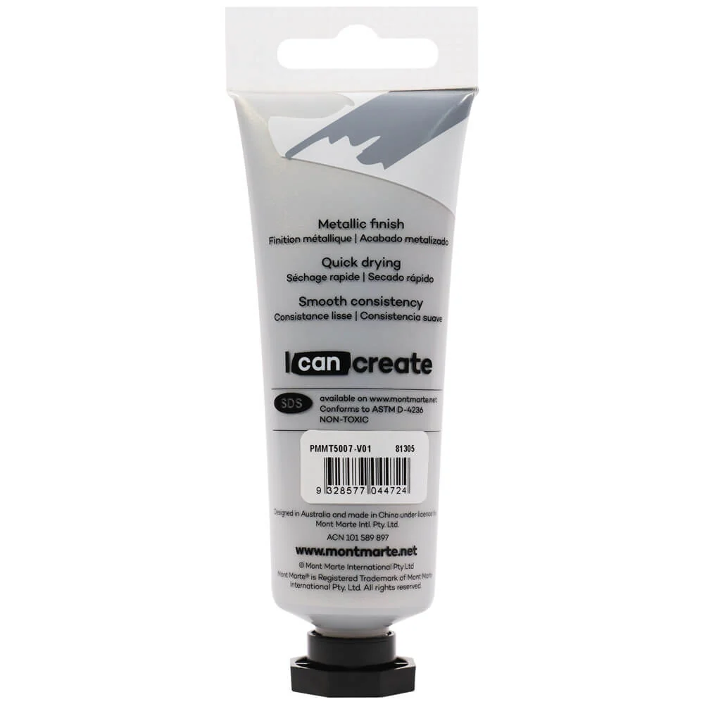 Metallic Acrylic Paint Premium 50ml (1.7 US fl.oz) Tube - Silver - Image 2