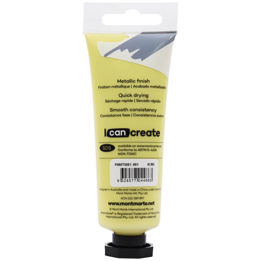 Metallic Acrylic Paint Premium 50ml (1.7 US fl.oz) Tube - Yellow - Image 2