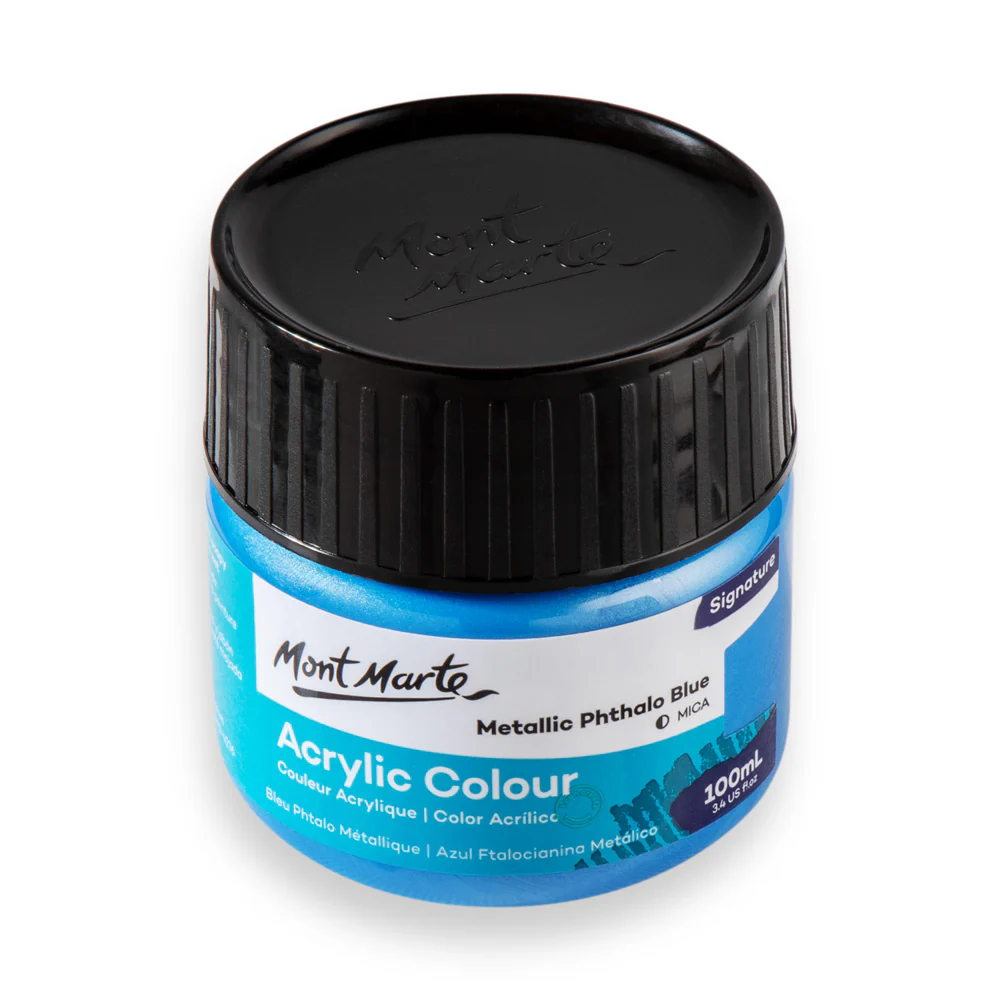 Acrylic Colour Paint Signature 100ml (3.4 US fl.oz) - Metallic Phthalo Blue - Image 3