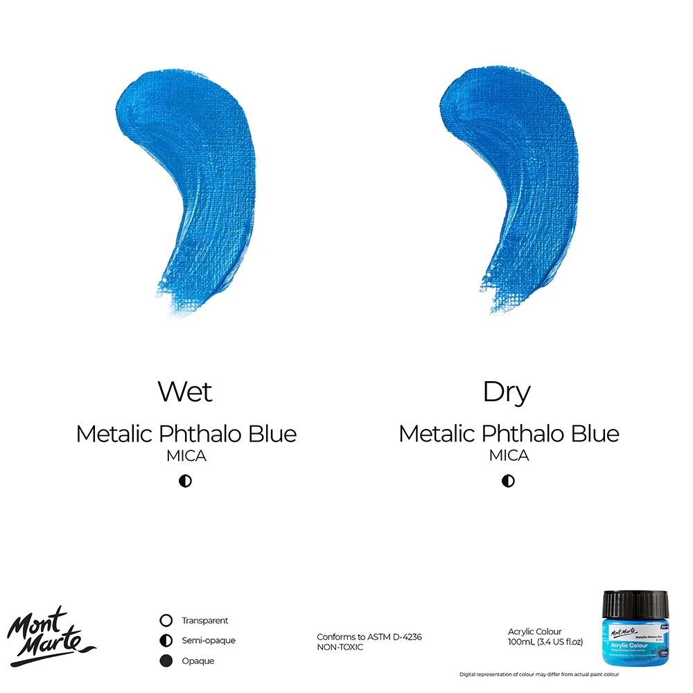 Acrylic Colour Paint Signature 100ml (3.4 US fl.oz) - Metallic Phthalo Blue - Image 8
