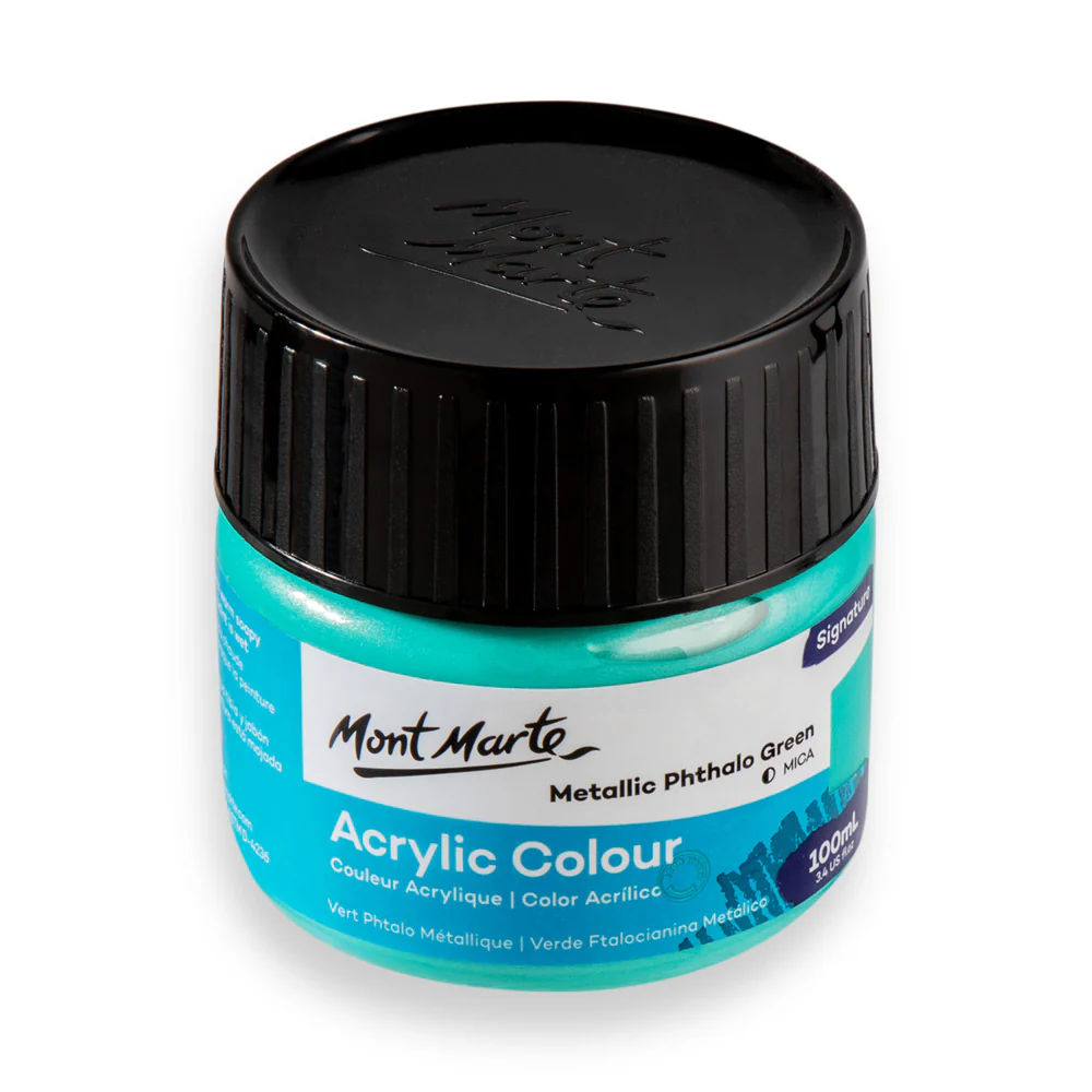 Acrylic Colour Paint Signature 100ml (3.4 US fl.oz) - Metallic Phthalo Green - Image 3