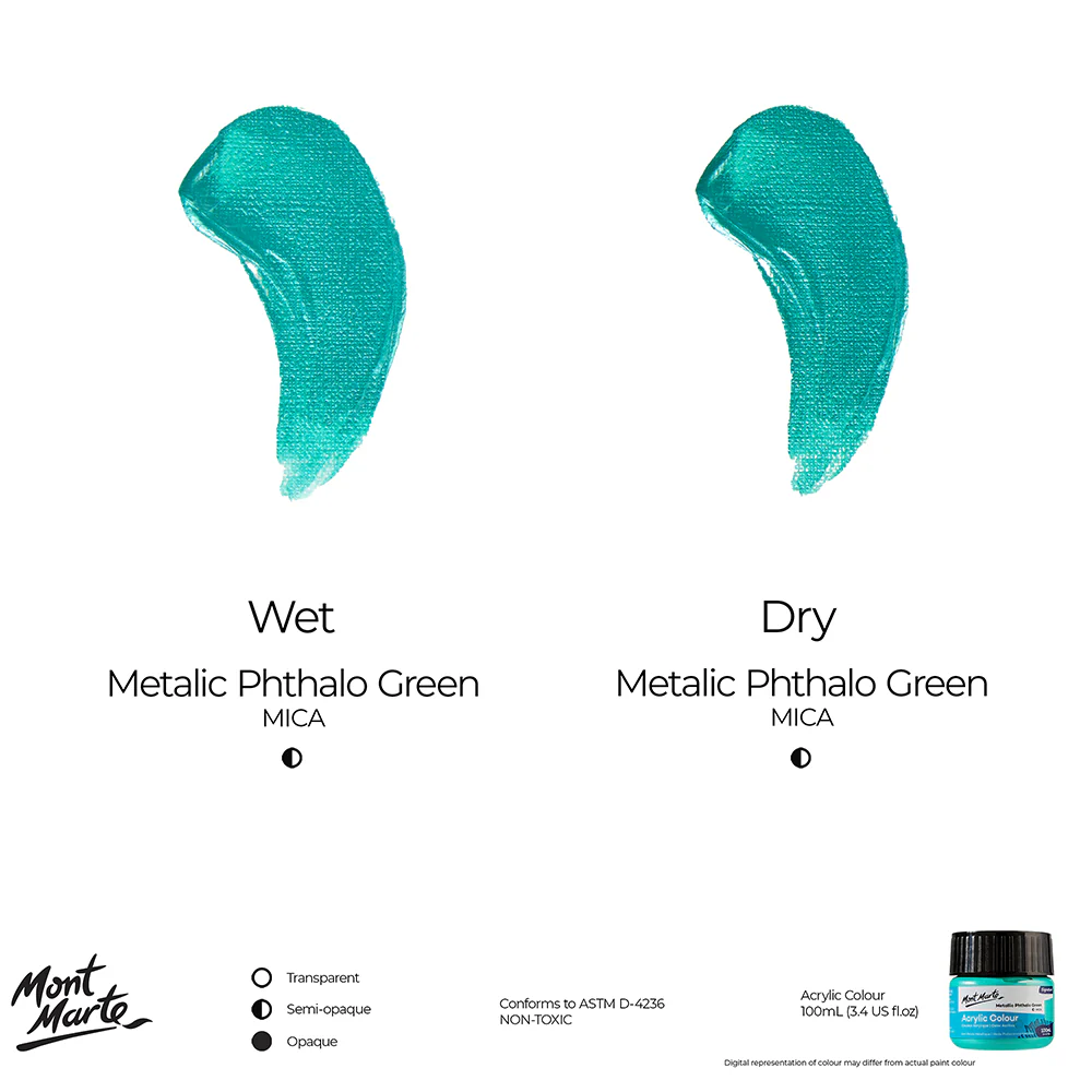 Acrylic Colour Paint Signature 100ml (3.4 US fl.oz) - Metallic Phthalo Green - Image 8