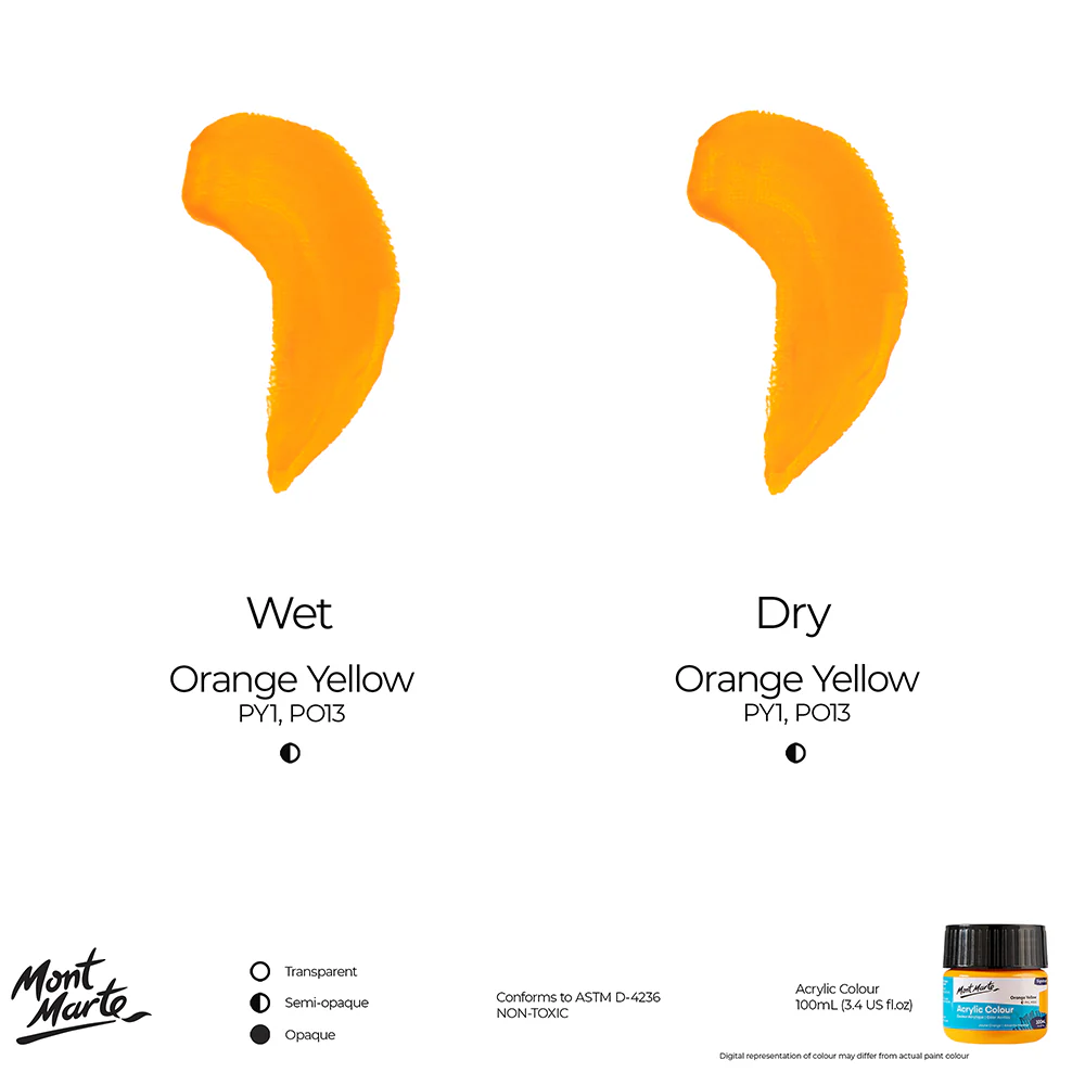 Acrylic Colour Paint Signature 100ml (3.4 US fl.oz) - Orange Yellow - Image 9