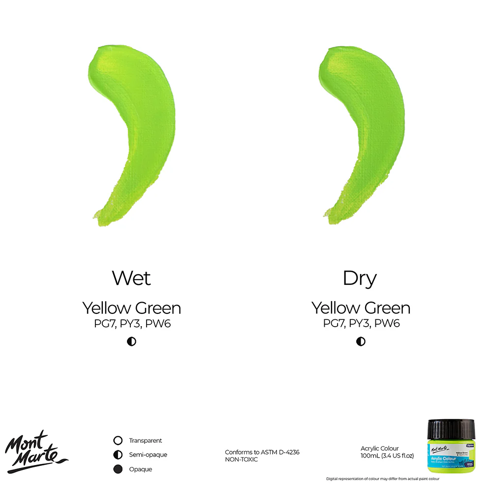 Acrylic Colour Paint Signature 100ml (3.4 US fl.oz) - Yellow Green - Image 9