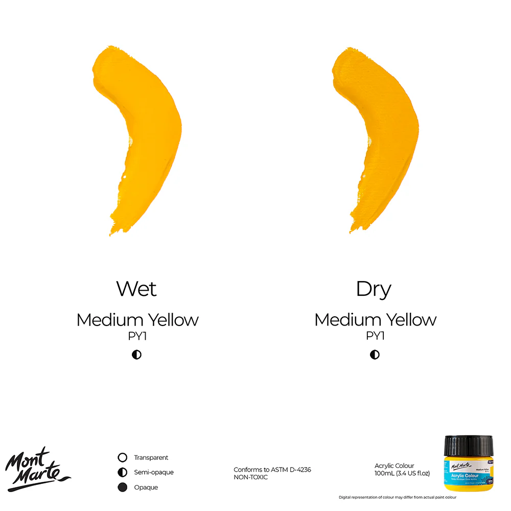 Acrylic Colour Paint Signature 100ml (3.4 US fl.oz) - Medium Yellow - Image 9