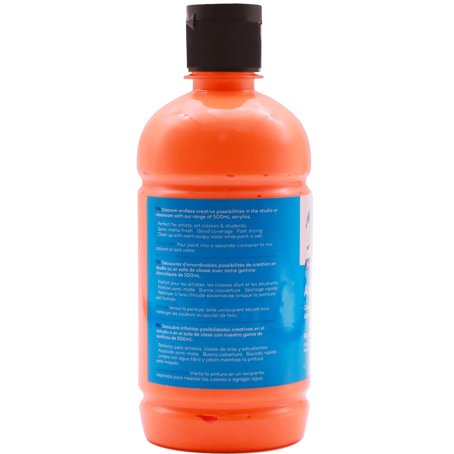 Acrylic Colour Signature 500ml (16.9 US fl.oz) - Fluoro Orange - Image 2