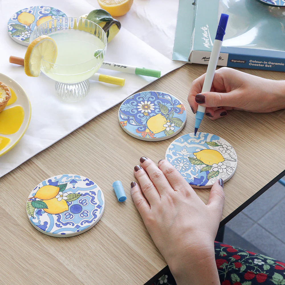 Colour-in Ceramic Coaster Set Signature 7pc – Summer Coast - Image 5