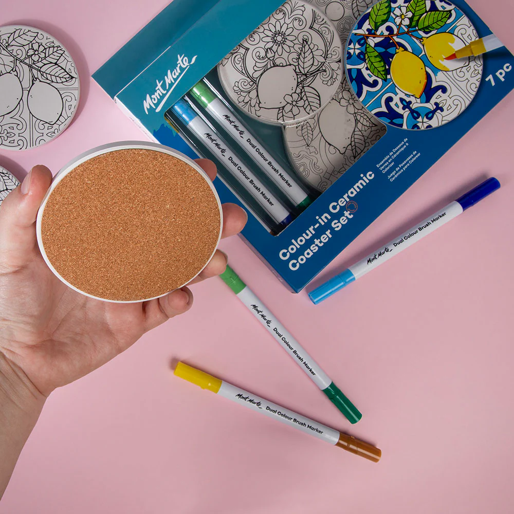 Colour-in Ceramic Coaster Set Signature 7pc – Summer Coast - Image 8