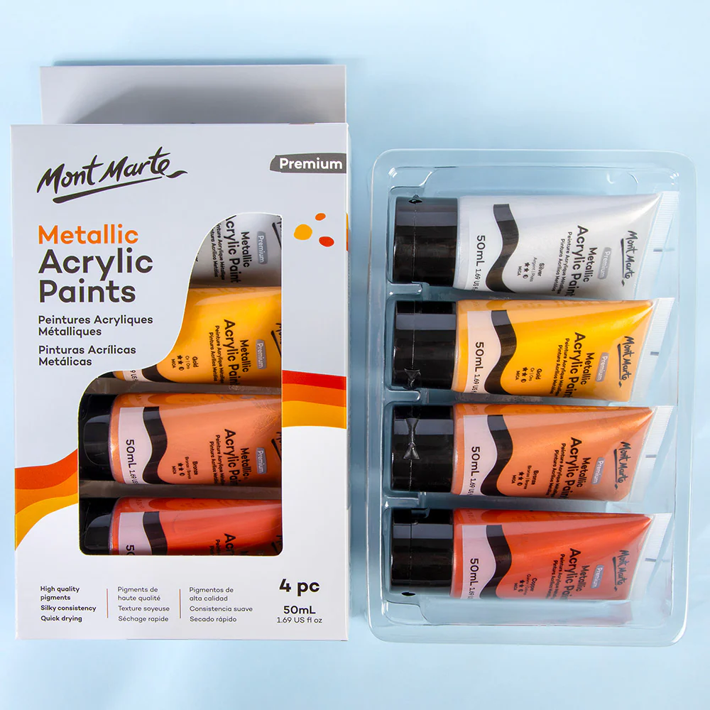 Metallic Acrylic Paint Set 4pc x 50ml - Image 7