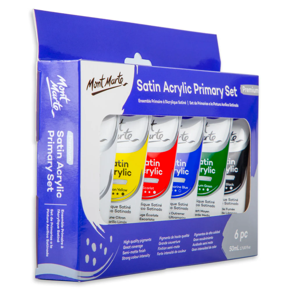 Satin Acrylic Primary Paint Set 6pc x 50ml (1.7 US fl.oz) - Image 3