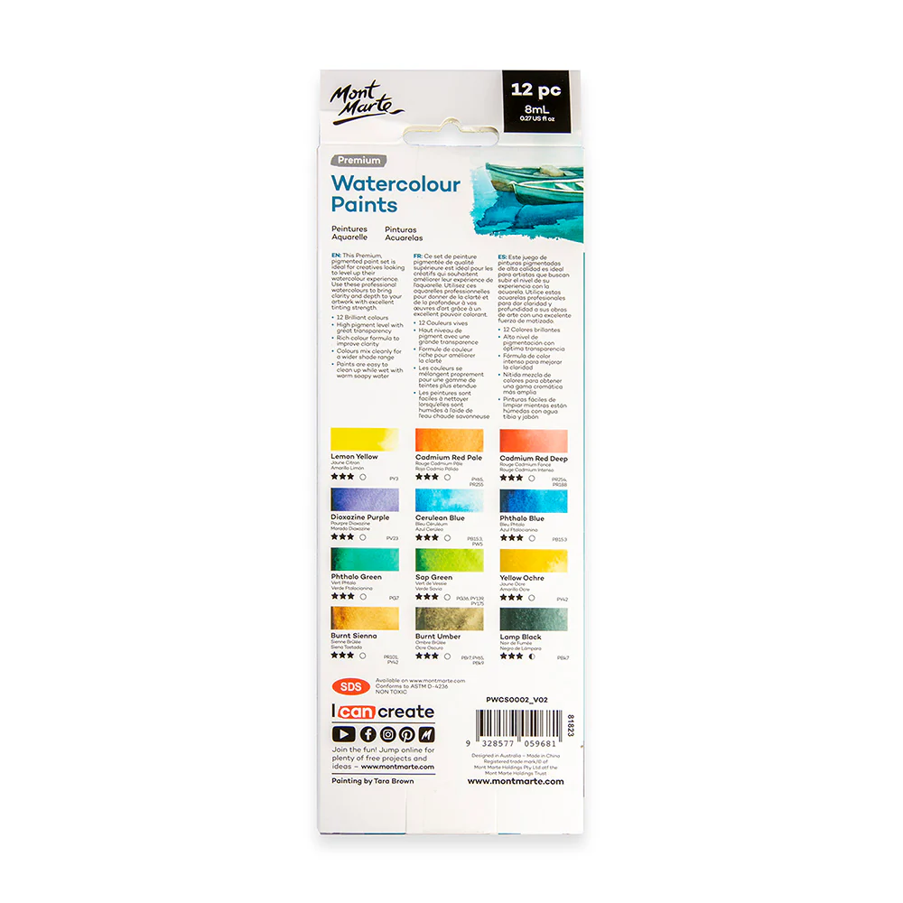 Watercolour Paints Premium 12pc x 8ml - Image 4