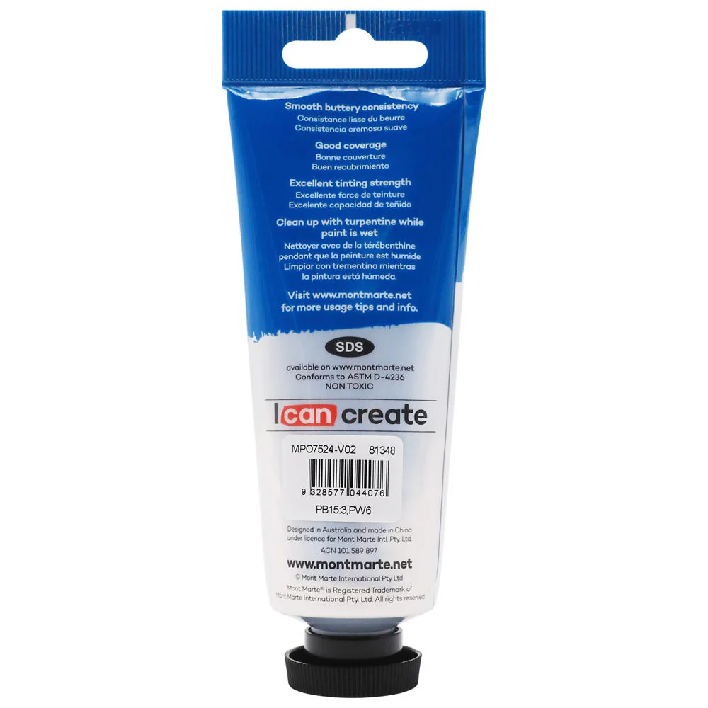 Oil Paint Premium 75ml (2.5 US fl.oz) Tube - Monastral Cerulean - Image 2