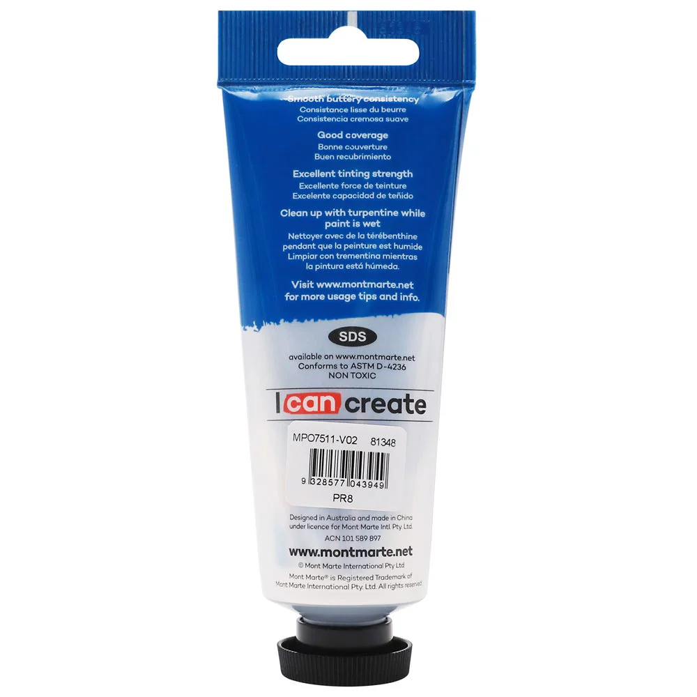 Oil Paint Premium 75ml (2.5 US fl.oz) Tube - Permanent Red - Image 2