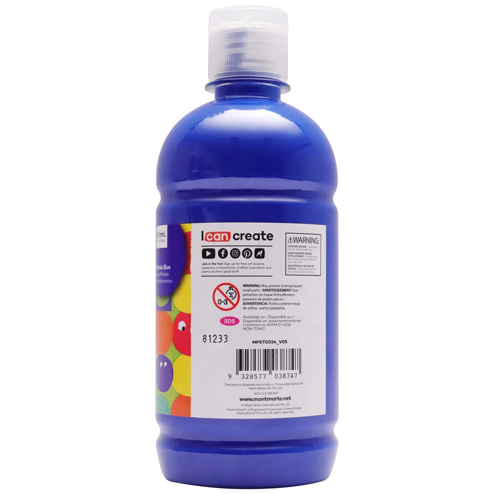 Poster Paint 500ml (16.91 US fl.oz) - Phthalo Blue - Image 2