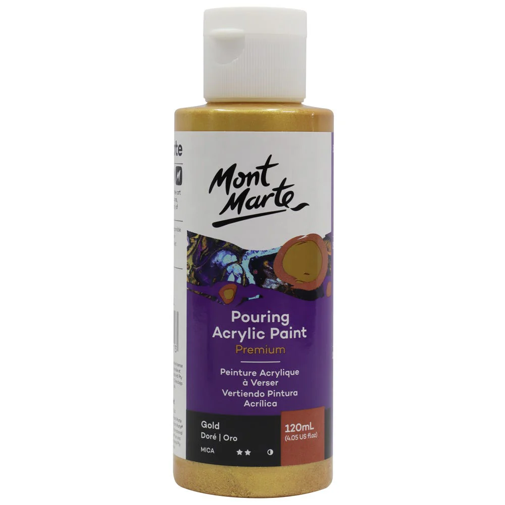 Pouring Acrylic Paint Premium 120ml (4.05 US fl.oz) Bottle - Gold