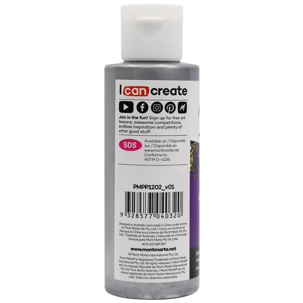 Pouring Acrylic Paint Premium 120ml (4.05 US fl.oz) Bottle - Silver - Image 2