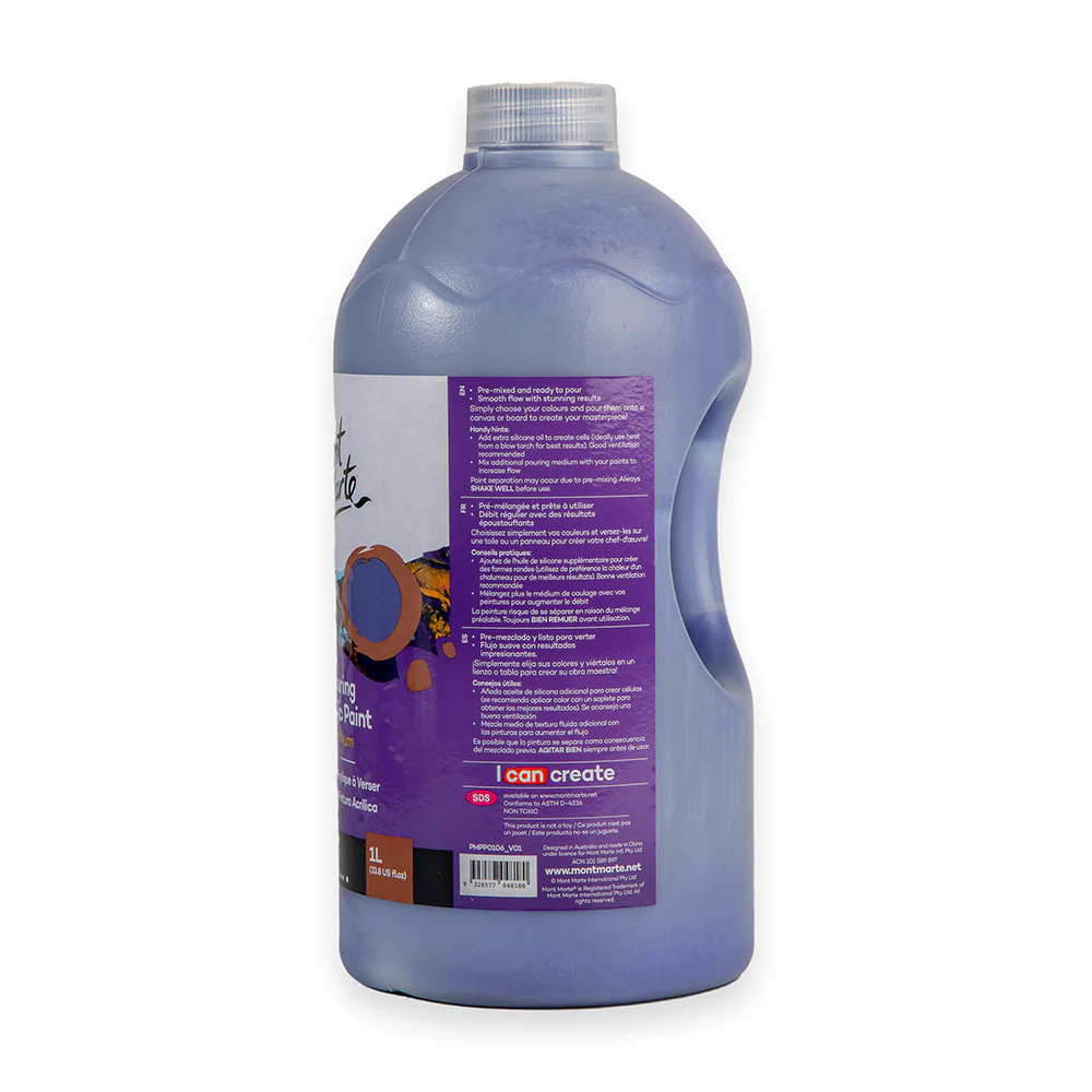 Pouring Acrylic Paint Premium 1L (33.8 US fl.oz) Bottle - Dark Purple - Image 3