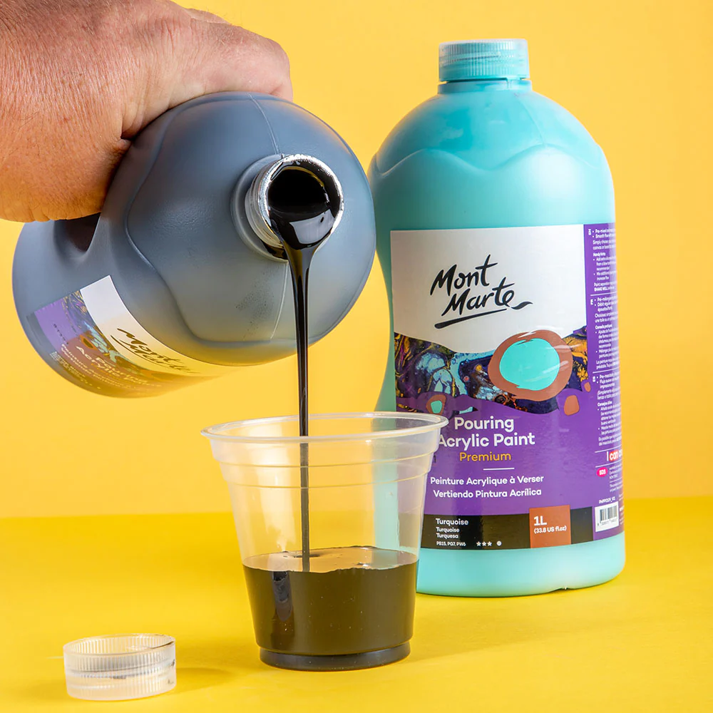 Pouring Acrylic Paint Premium 1L (33.8 US fl.oz) Bottle - Lamp Black - Image 5