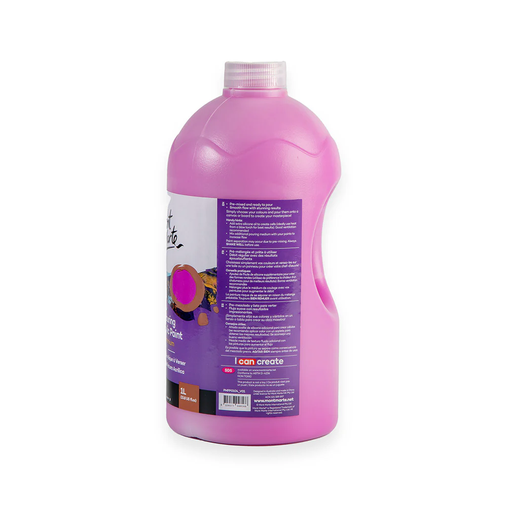 Pouring Acrylic Paint Premium 1L (33.8 US fl.oz) Bottle - Magenta - Image 3