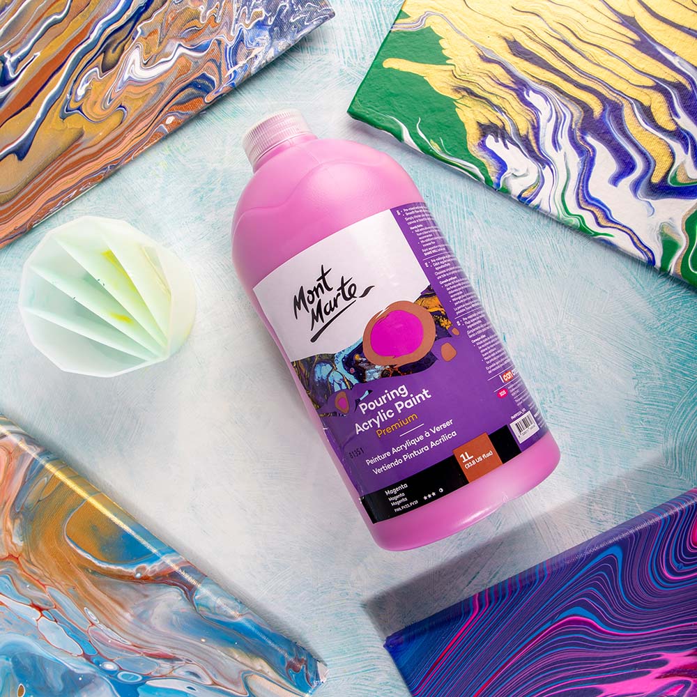 Pouring Acrylic Paint Premium 1L (33.8 US fl.oz) Bottle - Magenta - Image 9