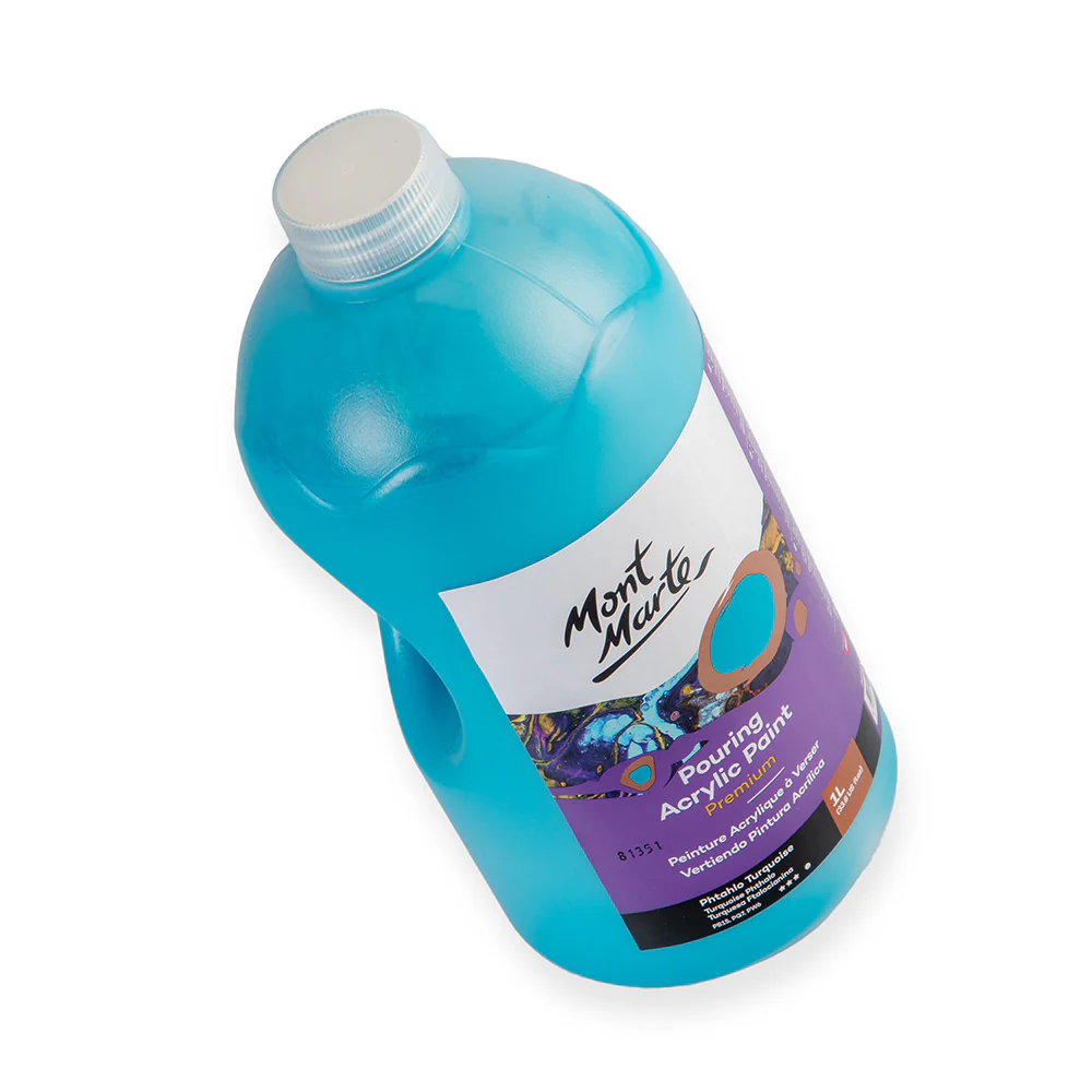 Pouring Acrylic Paint Premium 1L (33.8 US fl.oz) Bottle - Phthalo Turquoise - Image 2