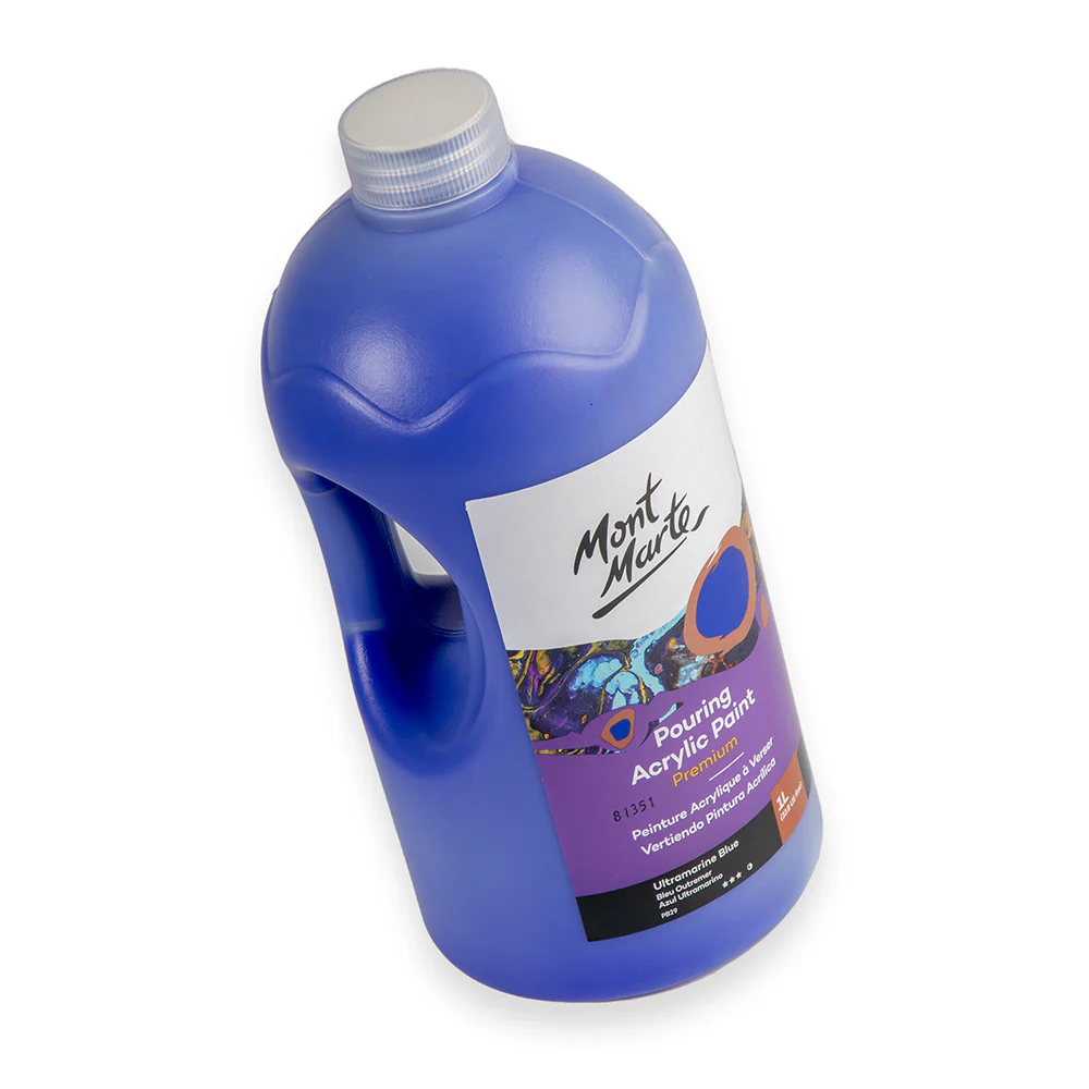 Pouring Acrylic Paint Premium 1L (33.8 US fl.oz) Bottle - Ultramarine Blue - Image 2