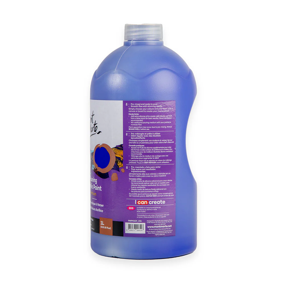 Pouring Acrylic Paint Premium 1L (33.8 US fl.oz) Bottle - Ultramarine Blue - Image 3