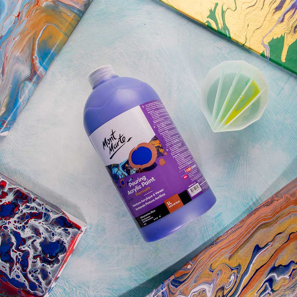 Pouring Acrylic Paint Premium 1L (33.8 US fl.oz) Bottle - Ultramarine Blue - Image 6
