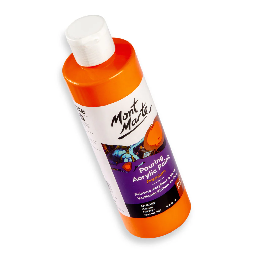 Pouring Acrylic Paint Premium 240ml (8.12 US fl.oz) - Orange - Image 2