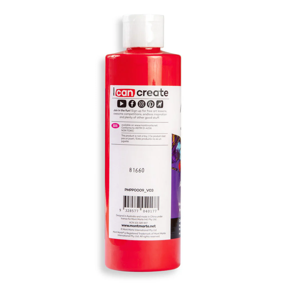 Pouring Acrylic Paint Premium 240ml (8.12 US fl.oz) - Cadmium Red - Image 3