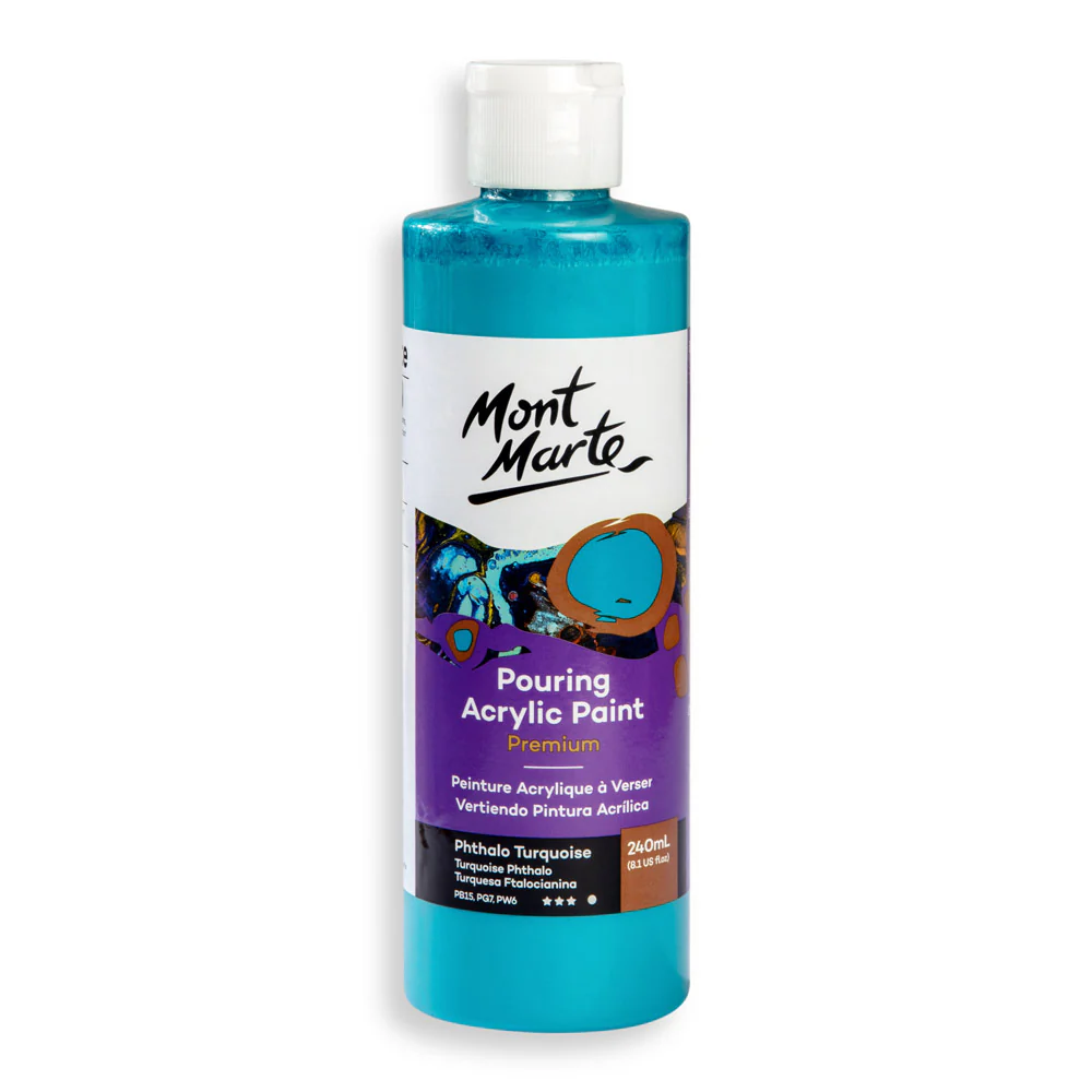 Pouring Acrylic Paint Premium 240ml (8.12 US fl.oz) - Phthalo Turquoise