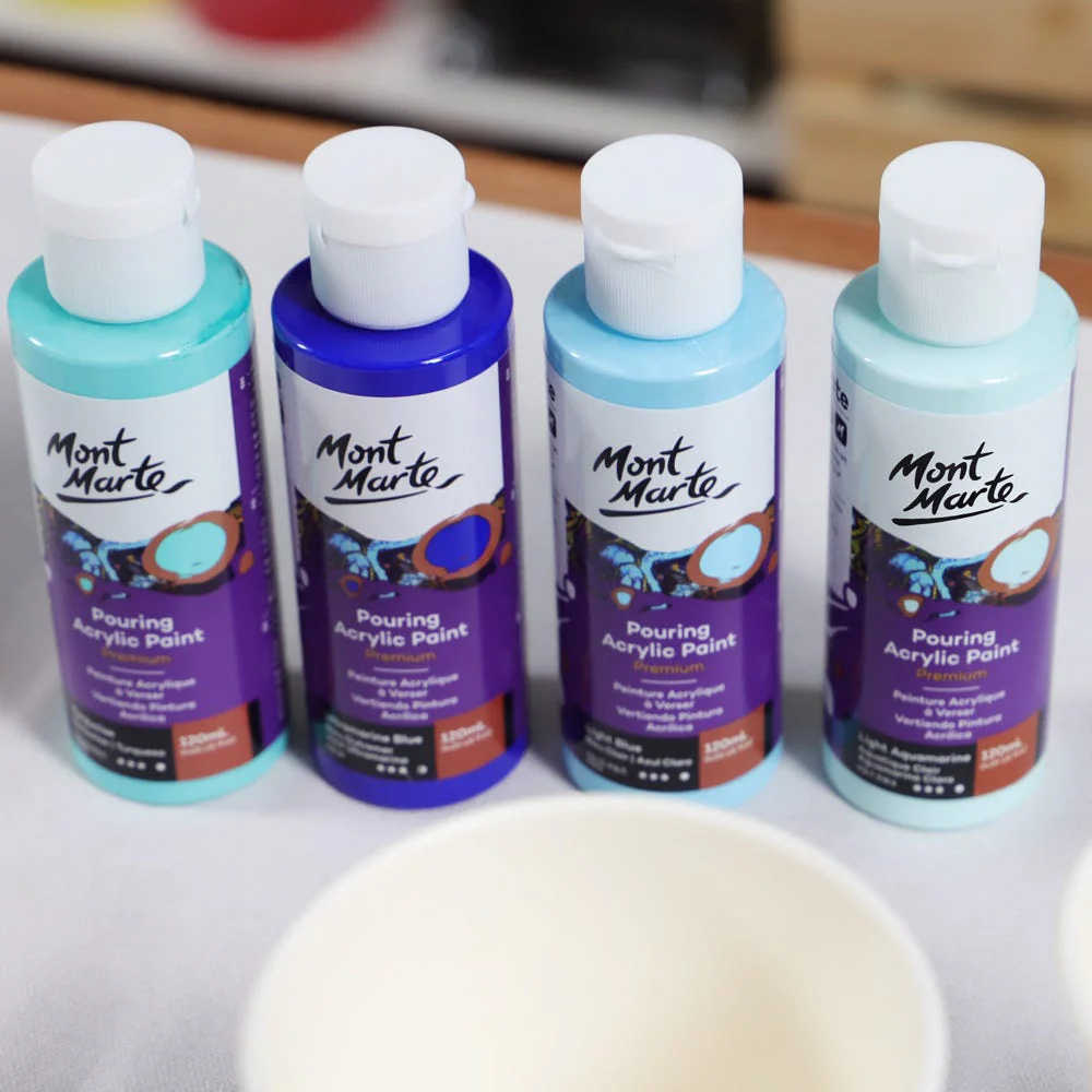 Pouring Acrylic Paint Set Premium 4pc x 120ml (4.05 US fl.oz) - Marina - Image 3