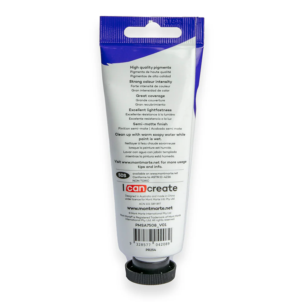 Satin Acrylic Paint Premium 75ml (2.5 US fl.oz) Tube - Brilliant Red - Image 3