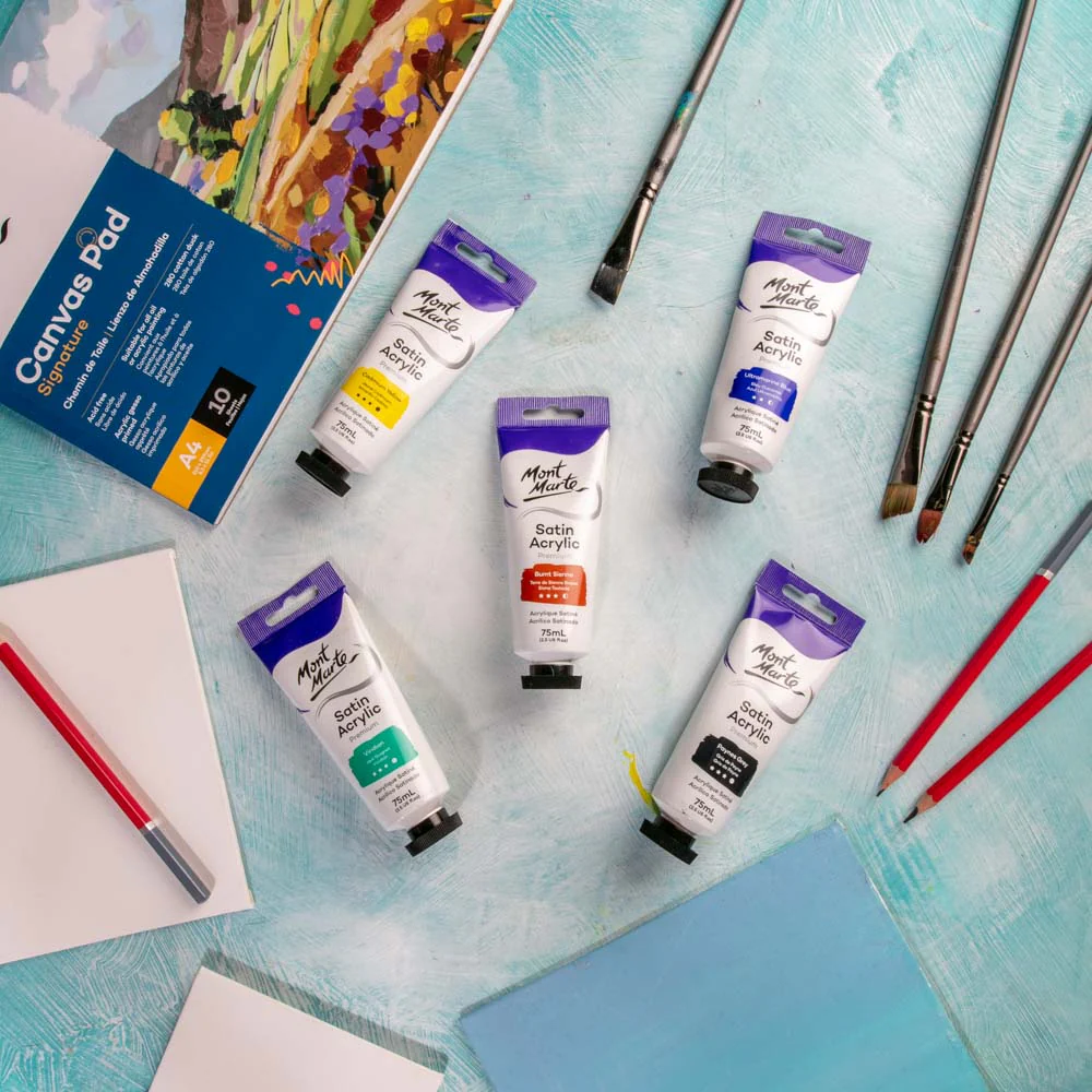 Satin Acrylic Paint Premium 75ml (2.5 US fl.oz) Tube - Burnt Sienna - Image 6