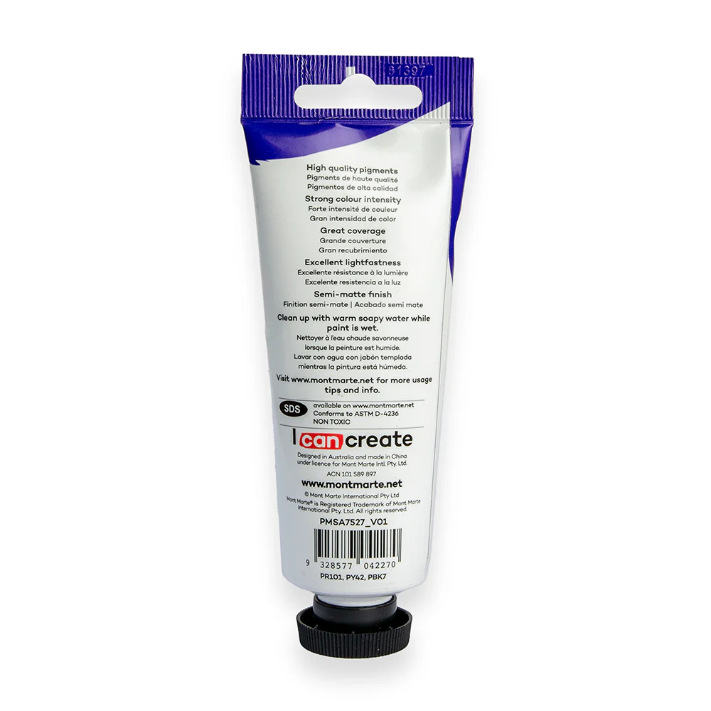 Satin Acrylic Paint Premium 75ml (2.5 US fl.oz) Tube - Burnt Umber - Image 3