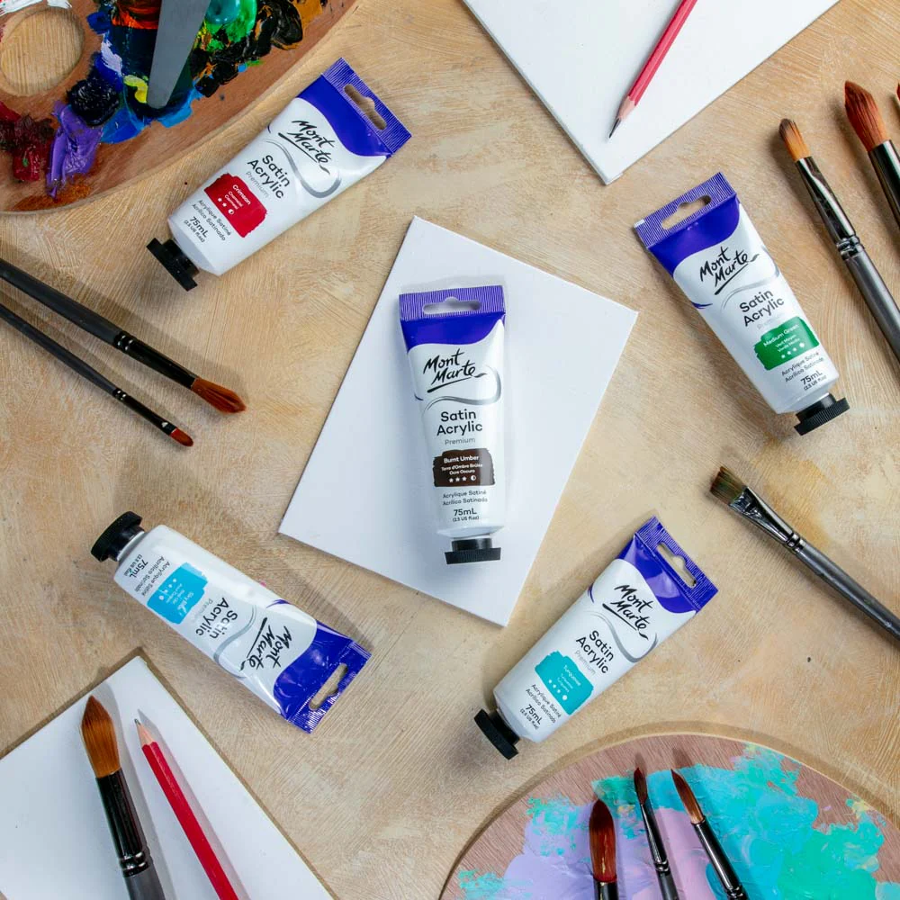 Satin Acrylic Paint Premium 75ml (2.5 US fl.oz) Tube - Burnt Umber - Image 5