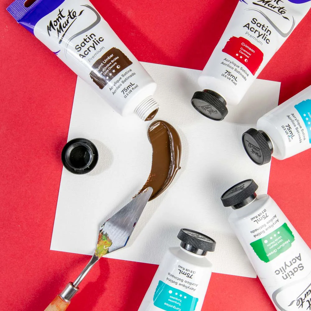 Satin Acrylic Paint Premium 75ml (2.5 US fl.oz) Tube - Burnt Umber - Image 6