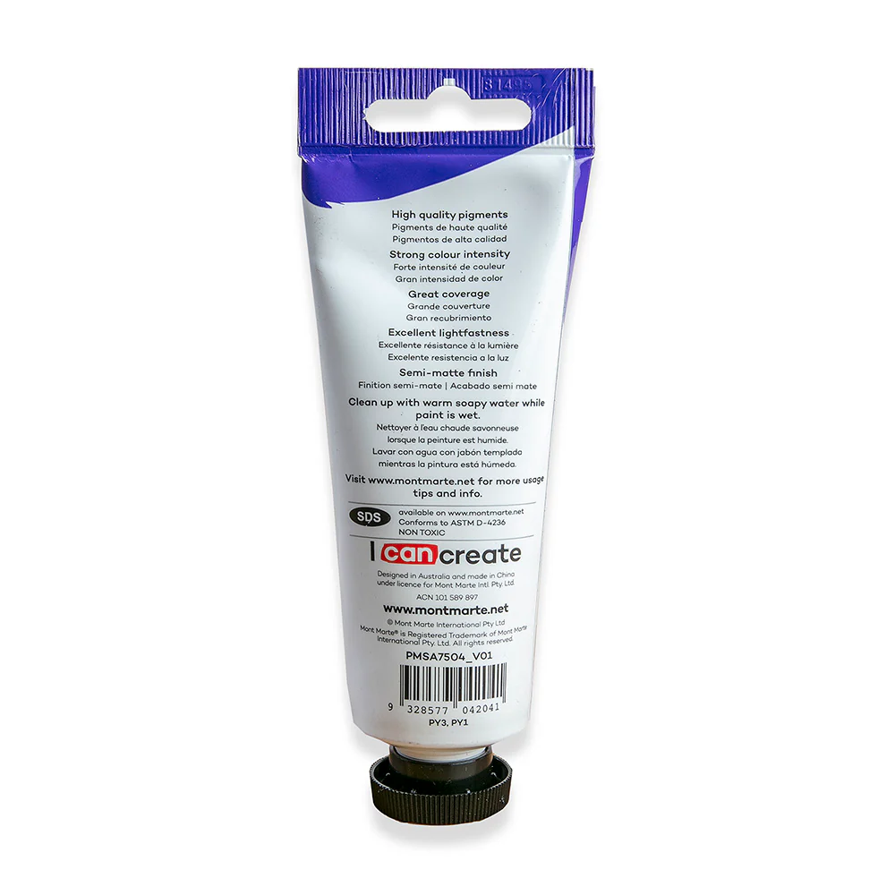 Satin Acrylic Paint Premium 75ml (2.5 US fl.oz) Tube - Cadmium Yellow - Image 3