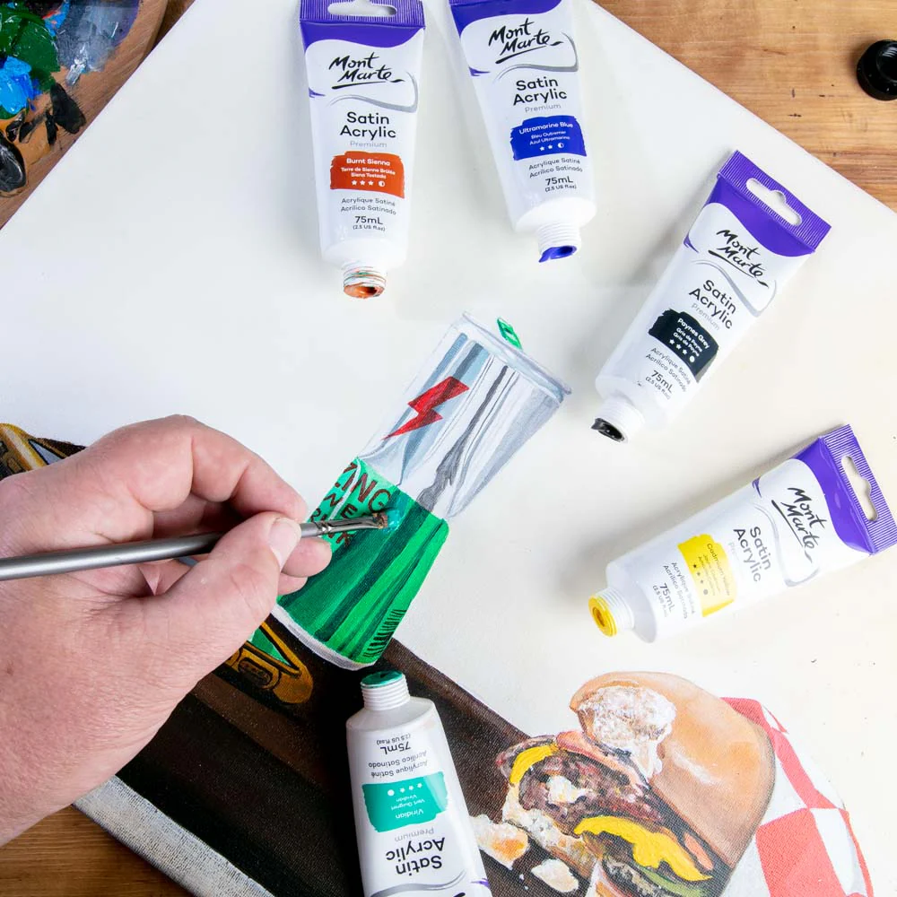 Satin Acrylic Paint Premium 75ml (2.5 US fl.oz) Tube - Cadmium Yellow - Image 4