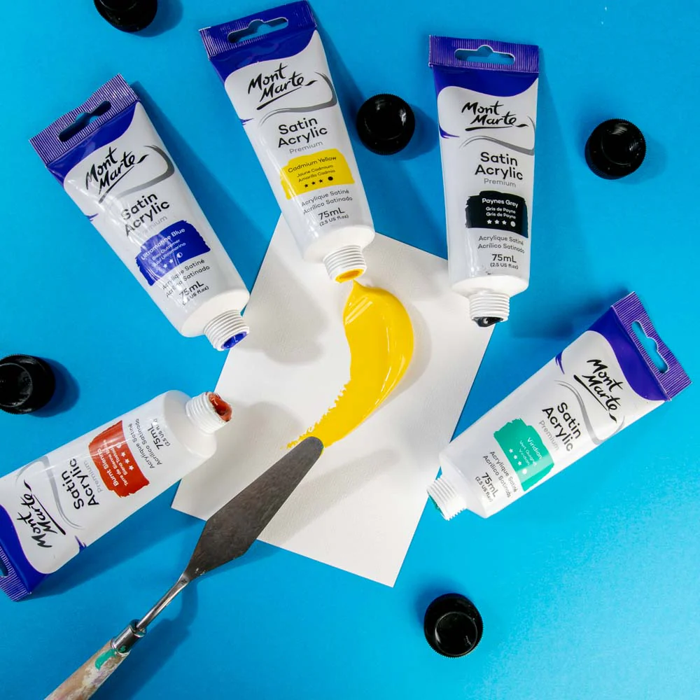 Satin Acrylic Paint Premium 75ml (2.5 US fl.oz) Tube - Cadmium Yellow - Image 5