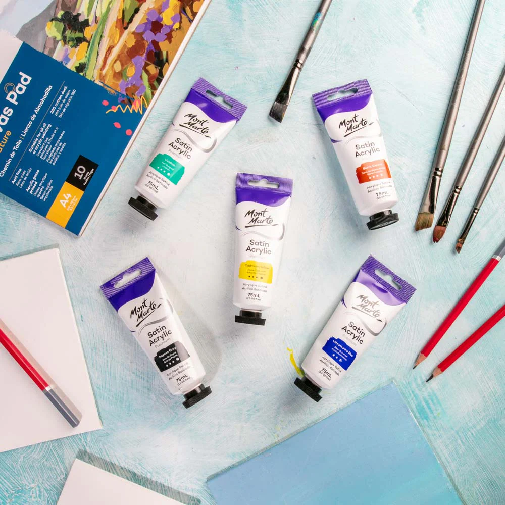 Satin Acrylic Paint Premium 75ml (2.5 US fl.oz) Tube - Cadmium Yellow - Image 6