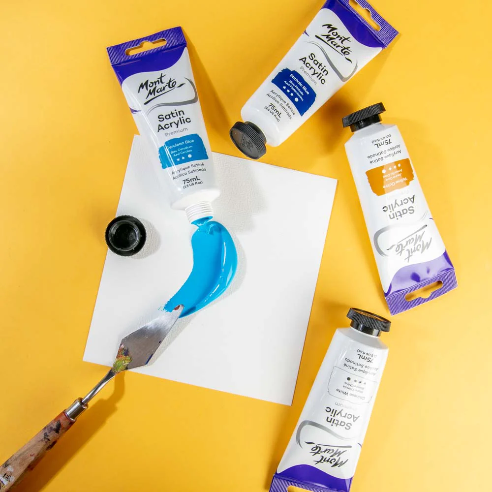Satin Acrylic Paint Premium 75ml (2.5 US fl.oz) Tube - Cerulean Blue - Image 5