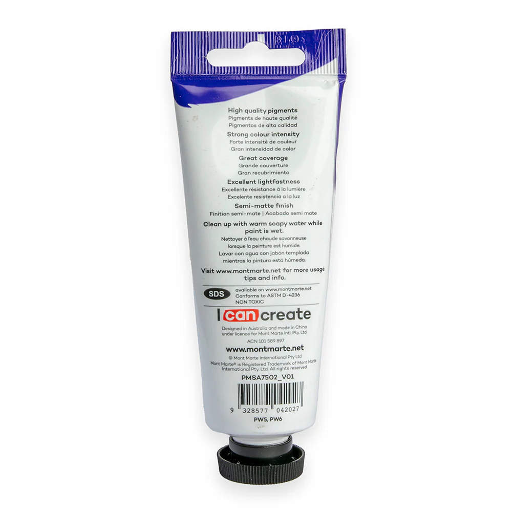 Satin Acrylic Paint Premium 75ml (2.5 US fl.oz) Tube - Chinese White - Image 3
