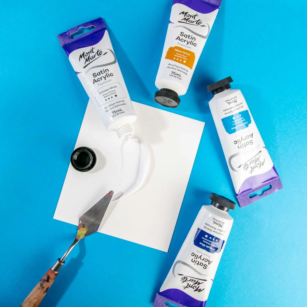 Satin Acrylic Paint Premium 75ml (2.5 US fl.oz) Tube - Chinese White - Image 5
