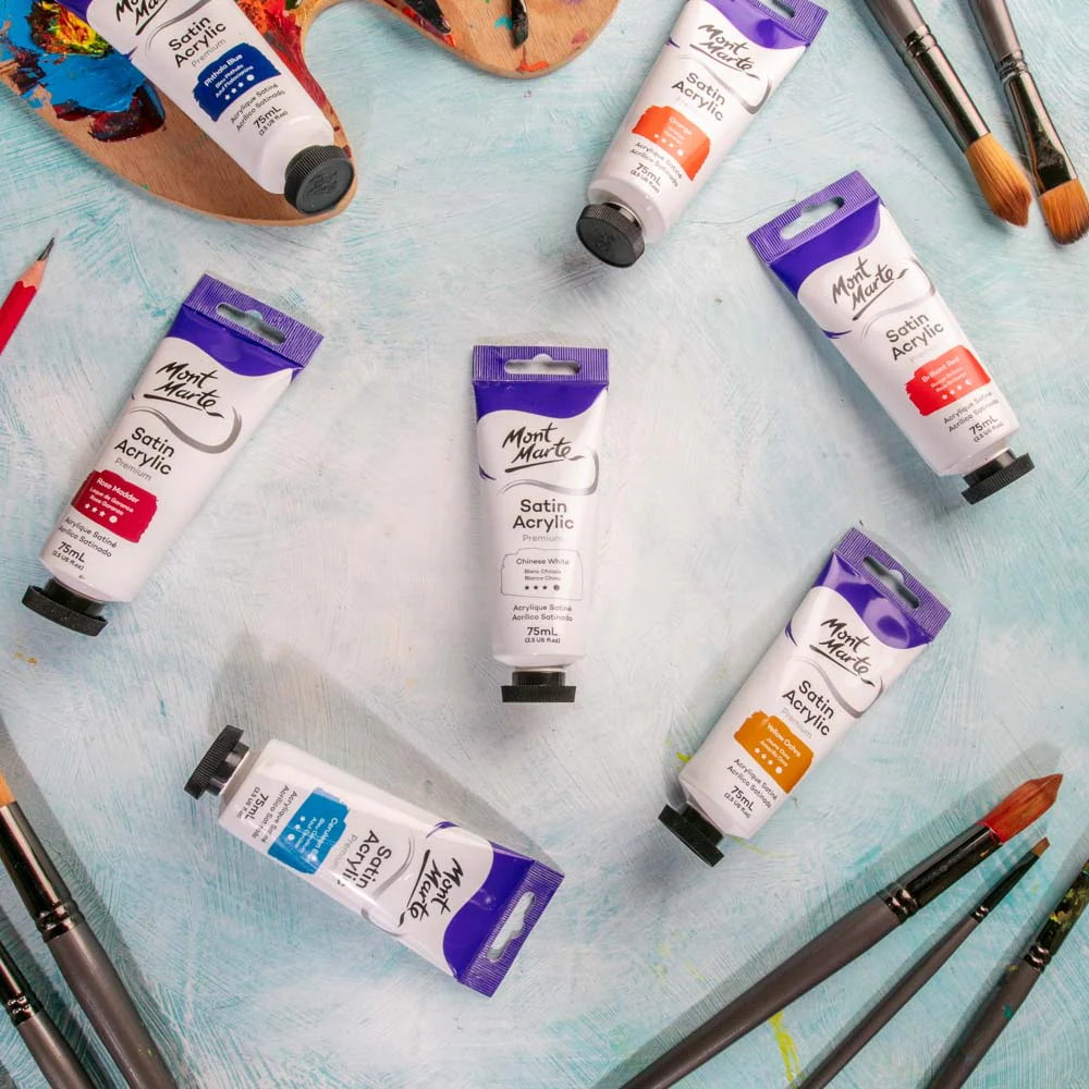 Satin Acrylic Paint Premium 75ml (2.5 US fl.oz) Tube - Chinese White - Image 8