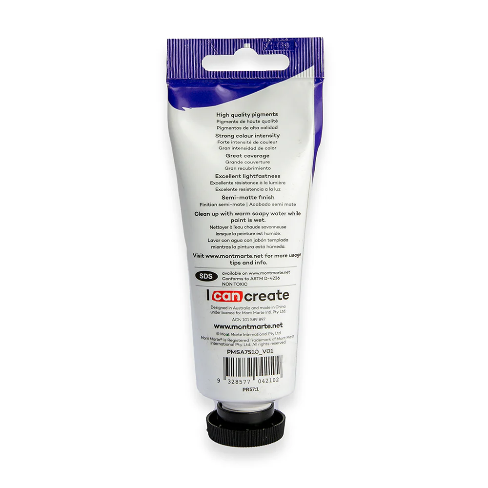 Satin Acrylic Paint Premium 75ml (2.5 US fl.oz) Tube - Crimson - Image 3