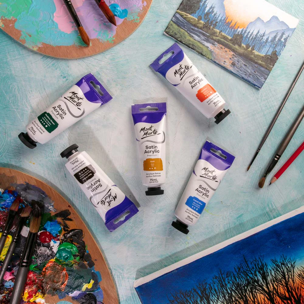 Satin Acrylic Paint Premium 75ml (2.5 US fl.oz) Tube - Gold - Image 6