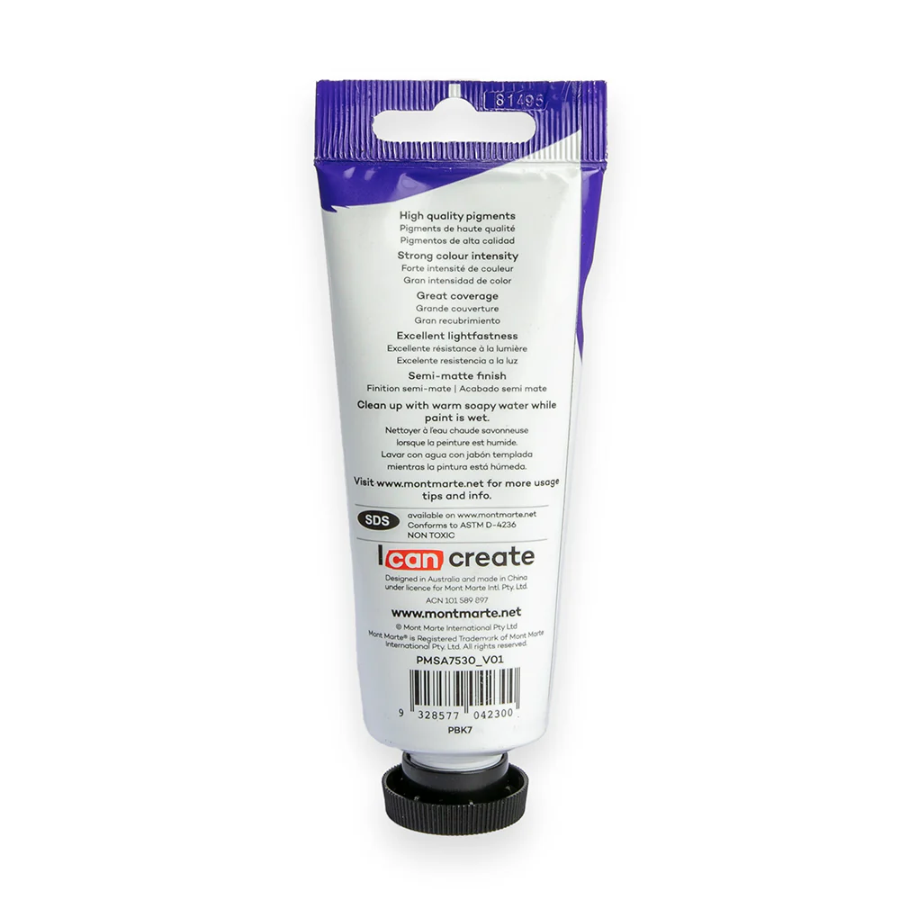 Satin Acrylic Paint Premium 75ml (2.5 US fl.oz) Tube - Lamp Black - Image 3