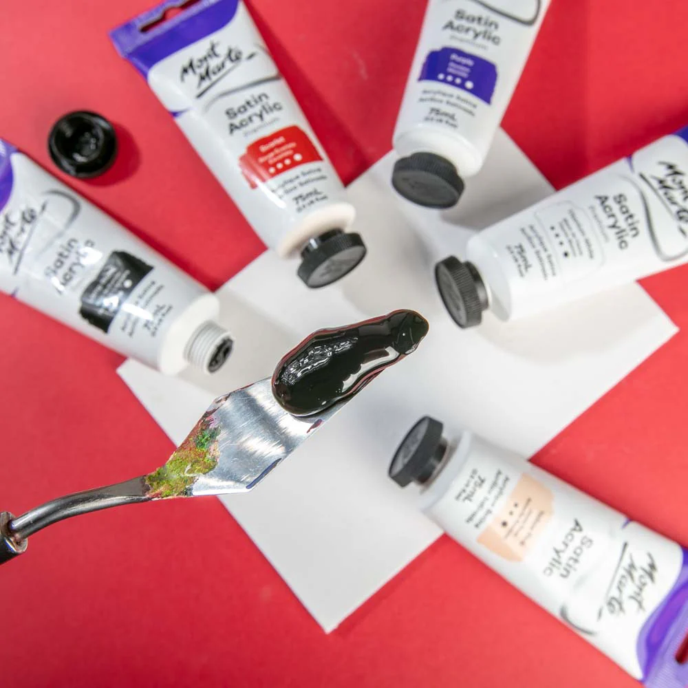 Satin Acrylic Paint Premium 75ml (2.5 US fl.oz) Tube - Lamp Black - Image 7