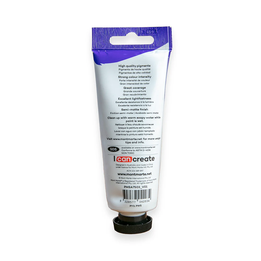 Satin Acrylic Paint Premium 75ml (2.5 US fl.oz) Tube - Lemon Yellow - Image 3